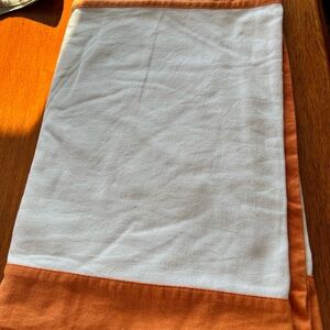 Pottery Barn Orange and White Linen Table Runner